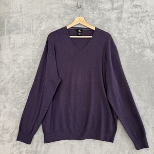 Calvin Klein Men’s Purple V-Neck Sweater 100% Cotton Size Large Classic Knit